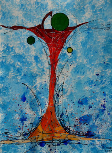 Painting titled "ABSTRACTION 40" by Michel Michaux, Original Artwork, Gouache