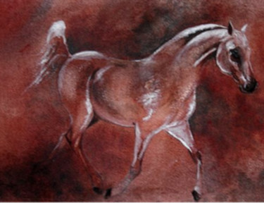 Painting titled "" Rouge"" by Valerie Sorbets, Original Artwork, Watercolor