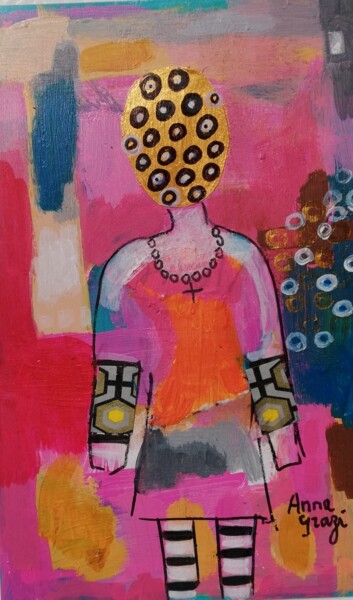 Painting titled "La nouvelle robe de…" by Anna Grazi, Original Artwork, Acrylic