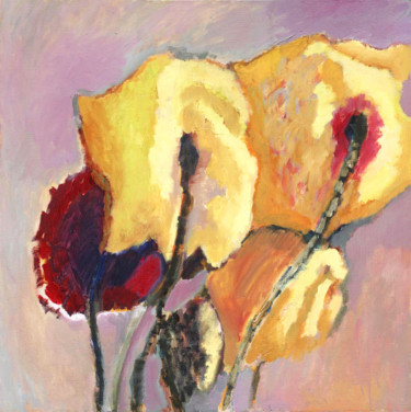 Картина под названием "YELLOW RED ROSES" - Petr Ldin, Подлинное произведение искусства, Масло