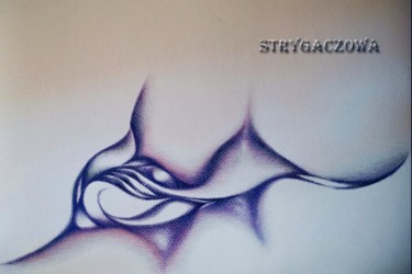 Drawing titled "Fantasy" by Larysa Strygaczowa, Original Artwork, Pencil Mounted on Glass