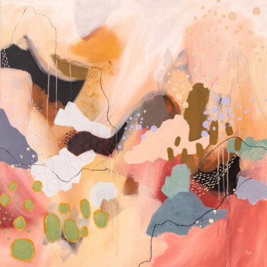 Arizona - Paysage abstrait - Prêt à suspendre Ζωγραφική με τίτλο "Arizona - Paysage a…" από Chantal Proulx, Αυθεντικά έργα τέχνης, Ακρυλικό Τοποθετήθηκε στο Ξύλινο φορείο…