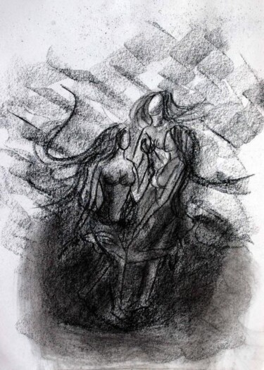 Drawing titled "STORM" by Suddha Sama, Original Artwork, Charcoal
