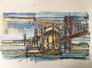 Dessin intitulée "Arquitetura" par Hartiste, Œuvre d'art originale, Aquarelle
