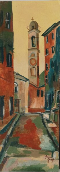 Corti, vieille ville Painting titled "Corti, vieille ville" by Anna Grazi, Original Artwork, Acrylic