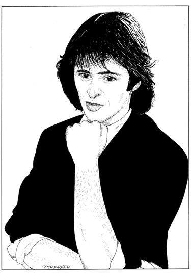 Dessin intitulée "Jean-Jacques Goldman" par Pascal Tavarner, Œuvre d'art originale, Encre
