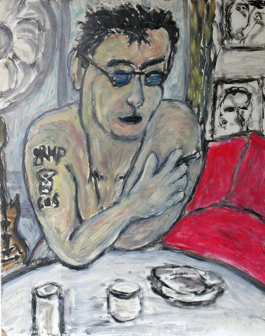 Peinture intitulée ""Le tatoué"" par François Longère, Œuvre d'art originale, Acrylique