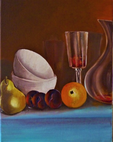 Peinture intitulée "verre" par Jean Gaborieau, Œuvre d'art originale, Huile Monté sur Châssis en bois