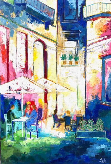 Peinture intitulée "Première soirée de…" par Julie D'Aragon, Œuvre d'art originale, Huile Monté sur Châssis en bois