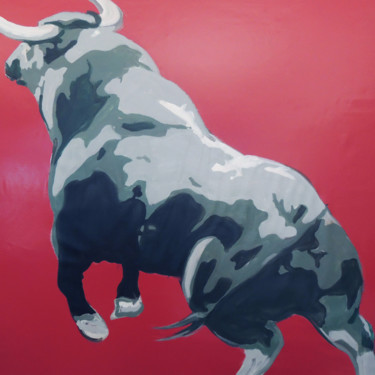 Peinture intitulée "KHAKI BULL" par Nathalie Letulle, Œuvre d'art originale, Acrylique Monté sur Châssis en bois