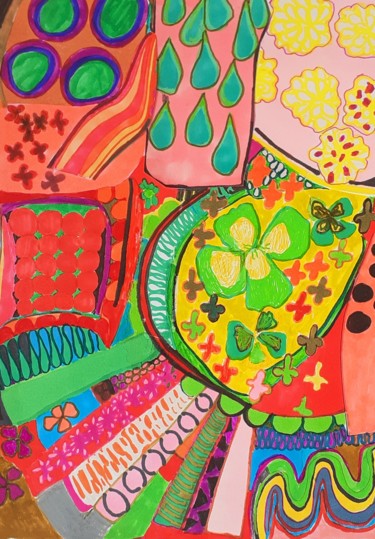 Drawing titled "sunset #artistsupor…" by Brigite Oury, Original Artwork, Marker