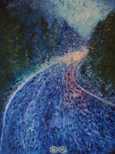 Original Oil painting "The road" for interior 绘画 标题为“Original Oil painti…” 由Елизавета Пугачева, 原创艺术品, 油 安装在木质担架架上