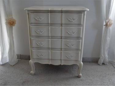 Commode arbalète, Décoration intérieur, Meuble de rangement Design intitulée "Commode arbalète, D…" par Lin-Et-Patine, Œuvre d'art originale, Meuble
