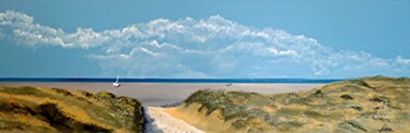 Peinture intitulée "Sur les dunes" par Bernard Cahue, Œuvre d'art originale, Huile Monté sur Châssis en bois