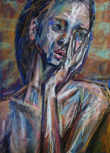Dibujo titulada "Divine" por Nathalie Jaguin, Obra de arte original, Pastel