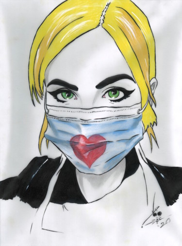 Tekening getiteld "Hope" door John Creekmore, Origineel Kunstwerk, Inkt