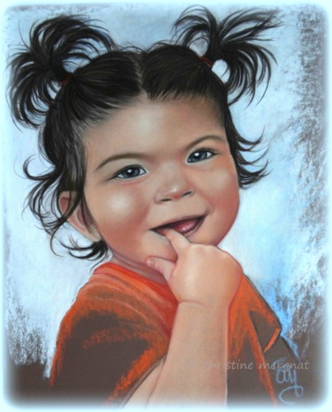 Painting titled "Ninouchette #Artist…" by Christine Mergnat, Original Artwork, Pastel