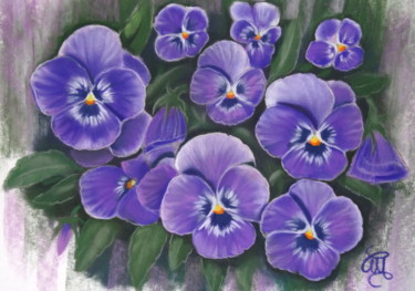 Painting titled "pensées #ArtistSupp…" by Christine Mergnat, Original Artwork, Pastel