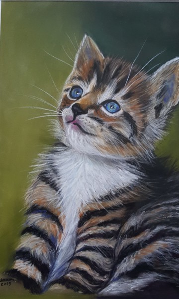 제목이 "chaton tigré"인 미술작품 Anny Dournon로, 원작, 파스텔