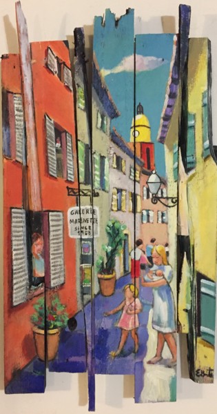 Peinture intitulée "vieux saint tropez" par Esteves Brito, Œuvre d'art originale, Acrylique