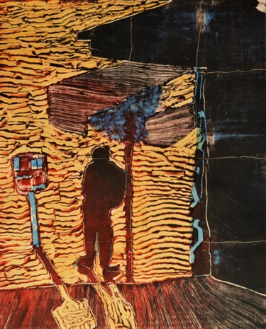 Gravures & estampes intitulée "Confinement 21" par Philippe Casaubon, Œuvre d'art originale, Monotype