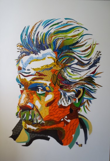 Collages intitulée "brassens" par Olivier Bouvard, Œuvre d'art originale, Collages