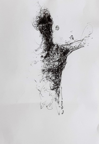 Dessin intitulée "Ich aber sage euch.…" par Stephan Rodriguez Warnemünde, Œuvre d'art originale, Encre
