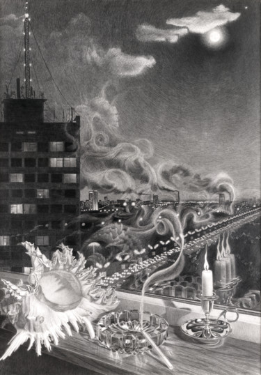 Desenho intitulada "Titanic (Waiting)" por Natalya Zhadenova, Obras de arte originais, Lápis
