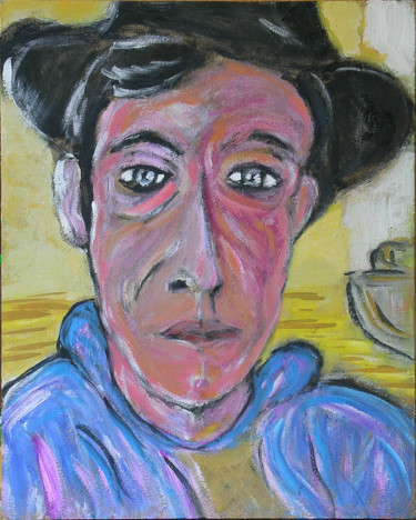 Peinture intitulée ""L'homme au chapeau"" par François Longère, Œuvre d'art originale, Acrylique