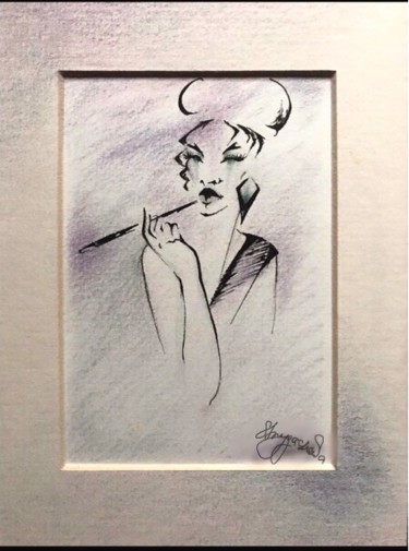 Drawing titled "Femme Fatale" by Larysa Strygaczowa, Original Artwork, Ink
