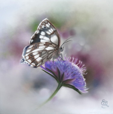 l'heure bleue #ArtistSupportPledge Painting titled "l'heure bleue #Arti…" by Christine Mergnat, Original Artwork, Pastel
