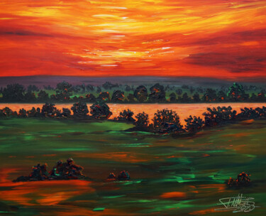 Lake: Evening Sunset M 2 绘画 标题为“Lake: Evening Sunse…” 由Peter Nottrott, 原创艺术品, 丙烯