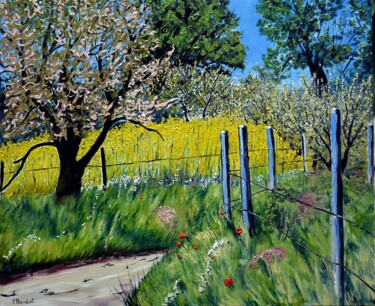 Peinture intitulée "Jaune colza" par Pascal Baudot, Œuvre d'art originale, Huile Monté sur Châssis en bois