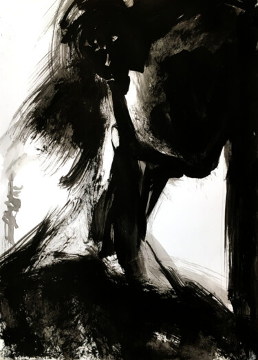 N°610 Contre-jour Encre de Chine #ArtistSupportPledge Painting titled "N°610 Contre-jour E…" by Alexandre Dumitrescu, Original Artwork, Ink