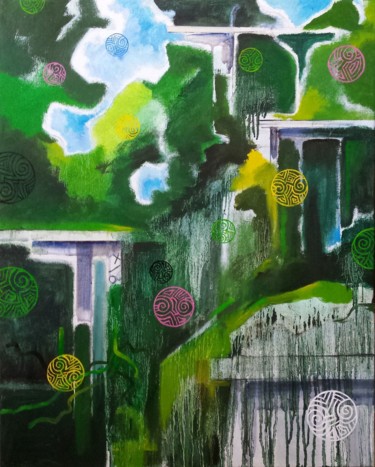 Peinture intitulée "L'empire des Orbes" par Pascal Buffard, Œuvre d'art originale, Huile