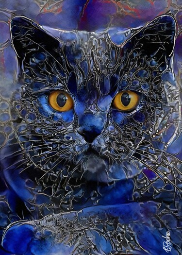 Indigo Jr., cat - Mix media on panel- 70x50 cm