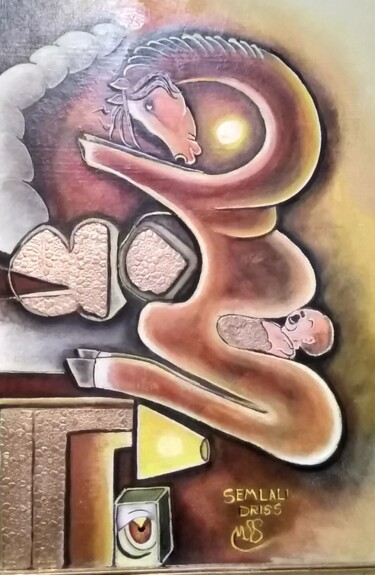「Relation homme anim…」というタイトルの絵画 Semlapeintreによって, オリジナルのアートワーク, アクリル