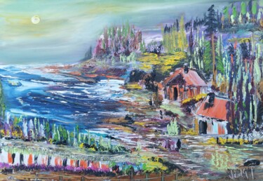 Peinture intitulée "Les chalets de la R…" par Pascal Jung, Œuvre d'art originale, Huile