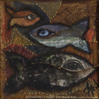 Painting titled "LA CRIÉE N°651" by Marie Bazin, Original Artwork, Acrylic Mounted on Wood Stretcher frame