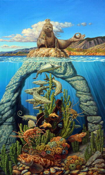 Baikal seal 绘画 标题为“Baikal seal” 由Георгий Инешин (Georgy Ineshin / Георгий Инешин), 原创艺术品, 油 安装在木质担架架上