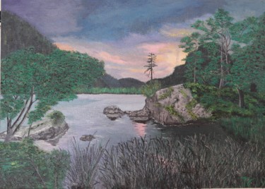 Painting titled "Halte d un soir" by John Des Îles, Original Artwork, Oil