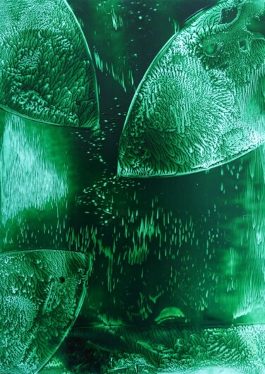 Peinture intitulée "GREEN PLANET" par Véronique Lenfant, Œuvre d'art originale, Huile