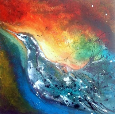 Peinture intitulée "les oiseaux voleron…" par Mysane, Œuvre d'art originale, Peinture vitrail