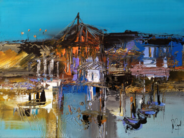 Peinture intitulée "Havre avancé" par Muriel Cayet, Œuvre d'art originale, Acrylique Monté sur Châssis en bois
