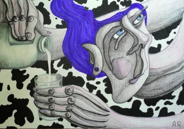 Drawing titled "Milk." by Anna Reshetnikova, Original Artwork, Pencil