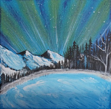 Peinture intitulée "Aurore Boréale" par Adrien C., Œuvre d'art originale, Acrylique