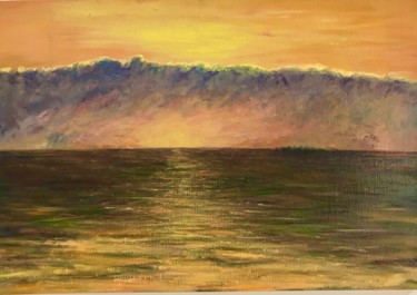 Malerei mit dem Titel "Sunset Tuamotu - Po…" von Laurence Blanchard, Original-Kunstwerk, Öl