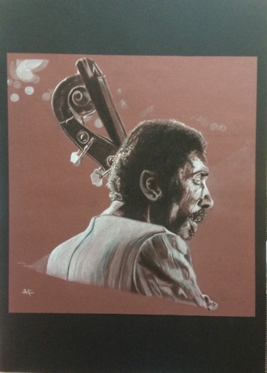 제목이 "Ron Carter"인 그림 Olivier Bouvard로, 원작, 파스텔