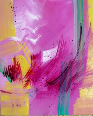 Peinture intitulée "Envol rose" par Anne-Frédérique Ferret, Œuvre d'art originale, Huile