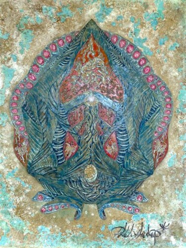 Painting titled "Amulette ludopienne" by Phélix Ludop, Original Artwork, Acrylic